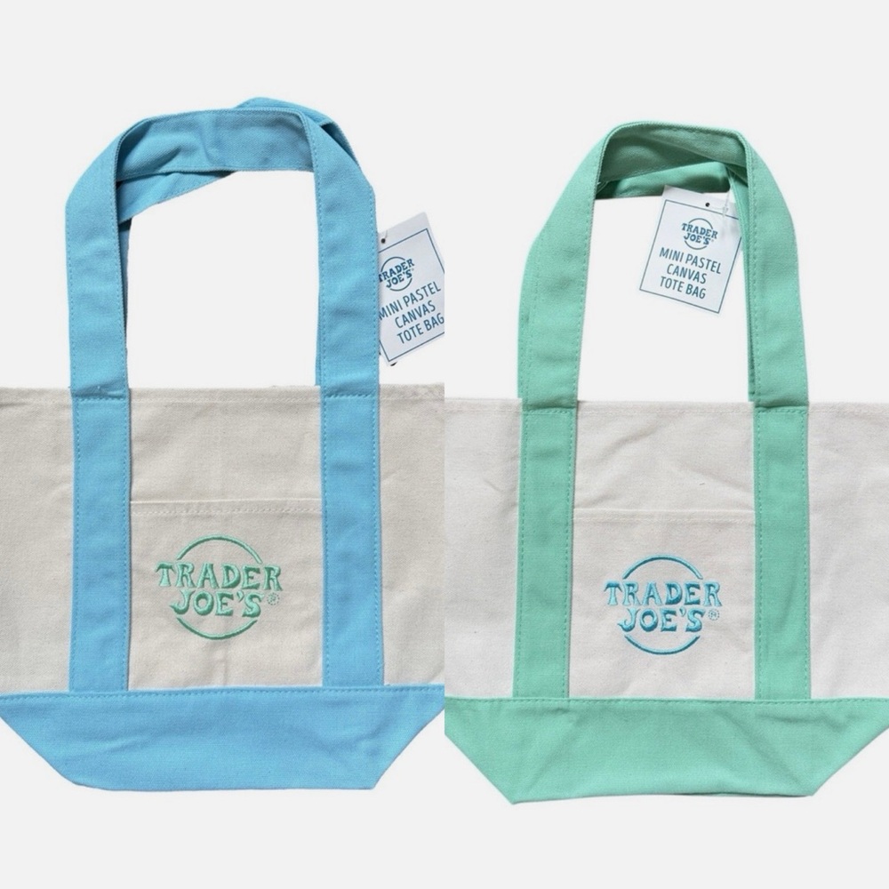 Trader Joe's Mini Pastel Canvas Tote Bag Bundle